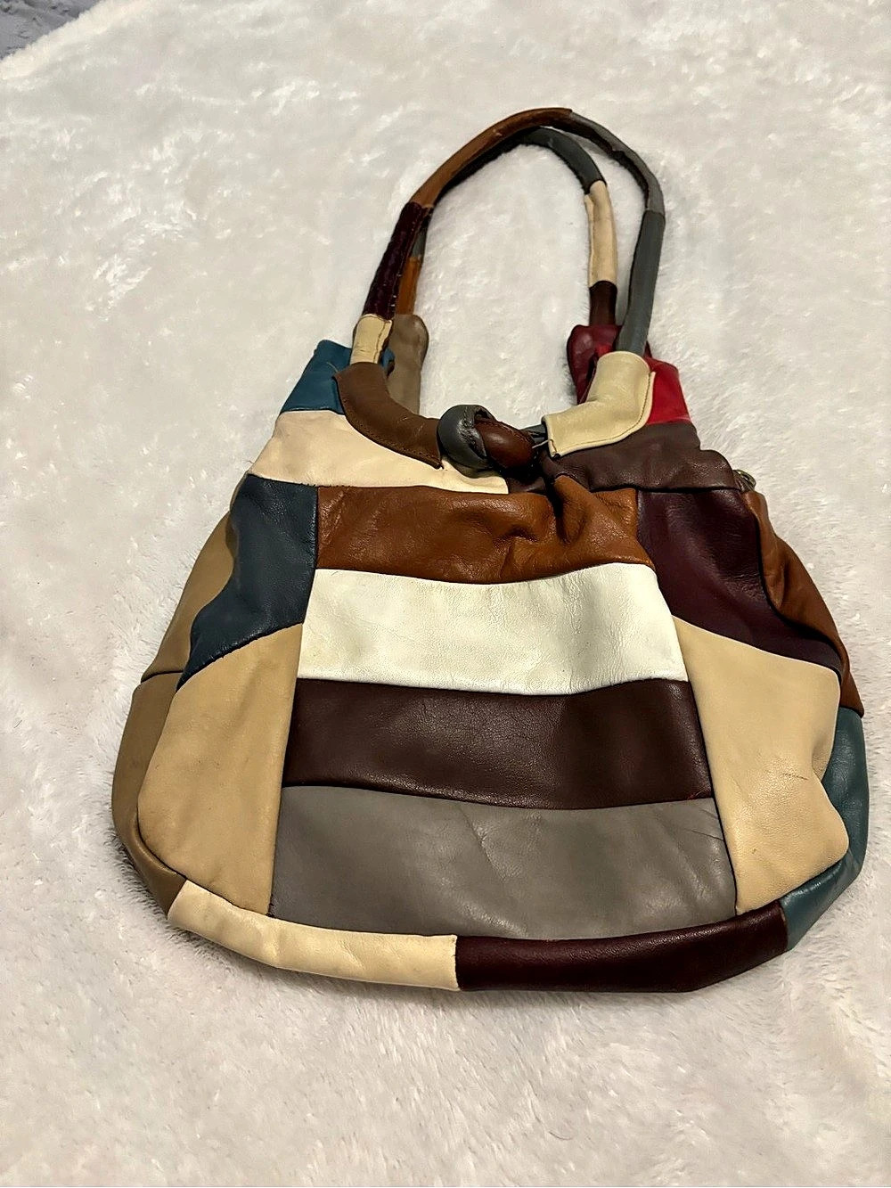 Color Block Hobo Bag in Brown & Multicolor